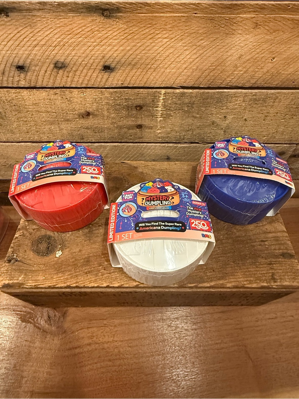 Mystery Dumpling Kids Toy Surprise Set - Red, White, Blue - Set of 3